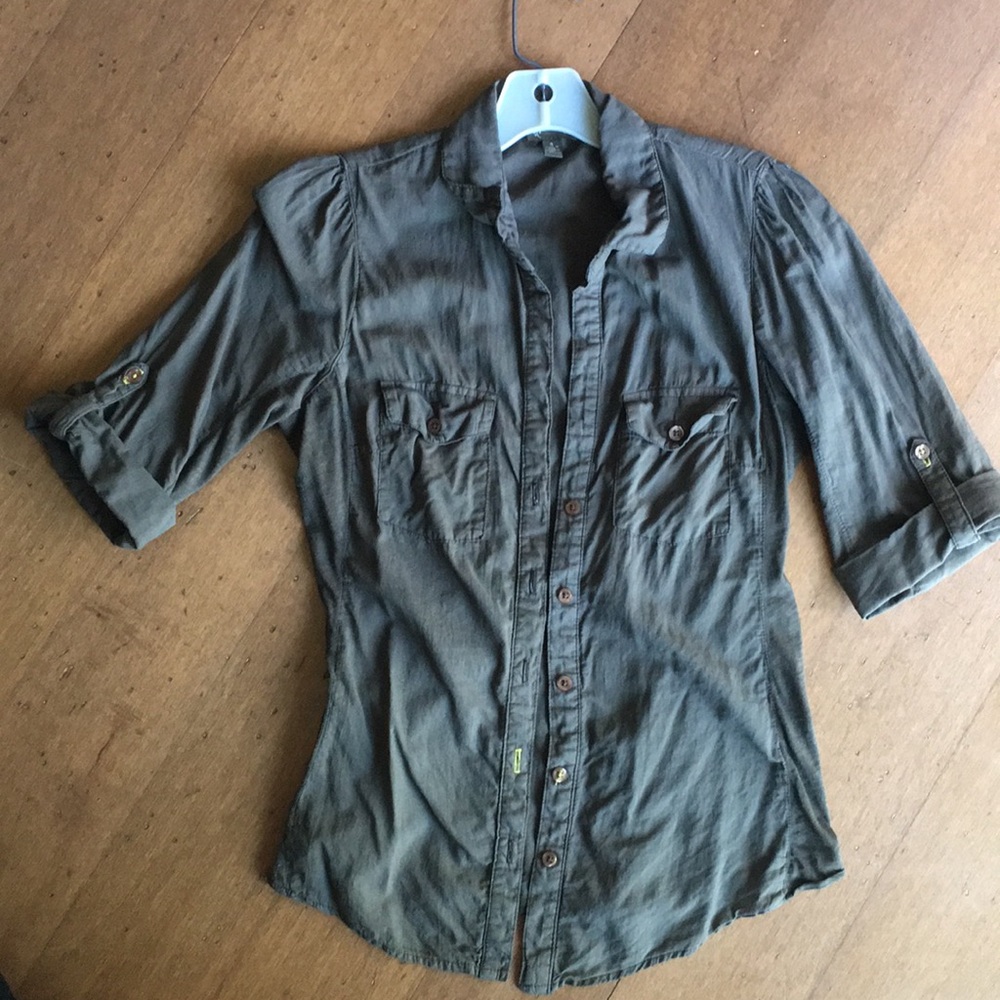 Fei (Anthropologie) green collared shirt